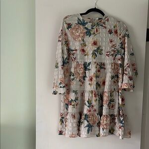 Zara Floral Midi Dress - White and Pink